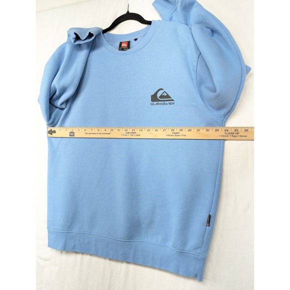 Quiksilver Mens Sweatshirt Crew Neck Pullover Logo Light Blue Casual Comfort - Picture 5 of 7